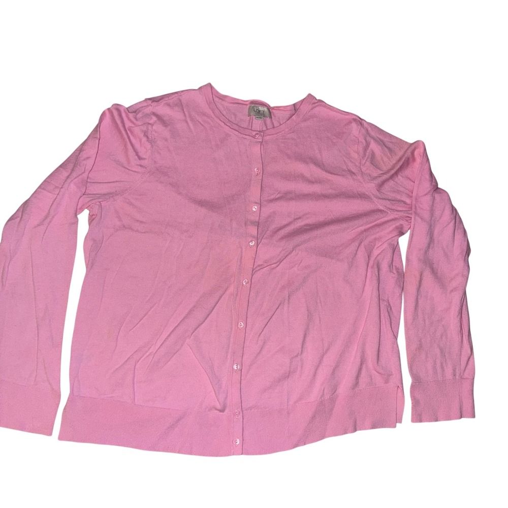 LOFT Outlet Pink Button Front Cardigan Sweater Women's XXL Cotton Blend